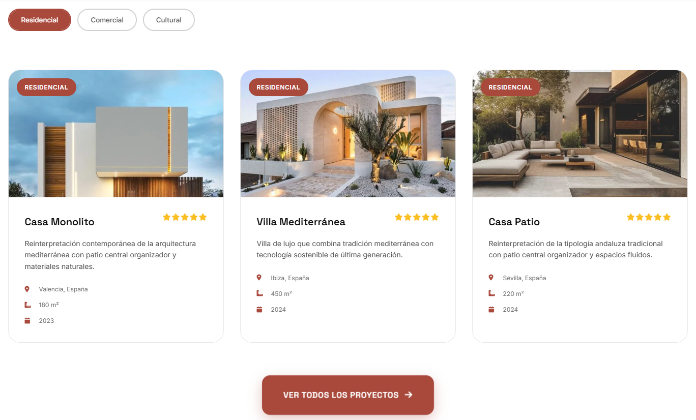 Vista detallada de un proyecto arquitectónico con galería y descripción